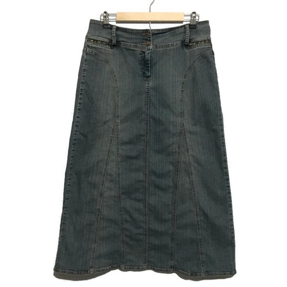 Cabi a-line medium wash denim skirt 8